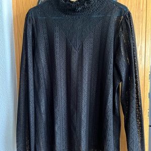 Lace black long sleeve top 100 %Nylon